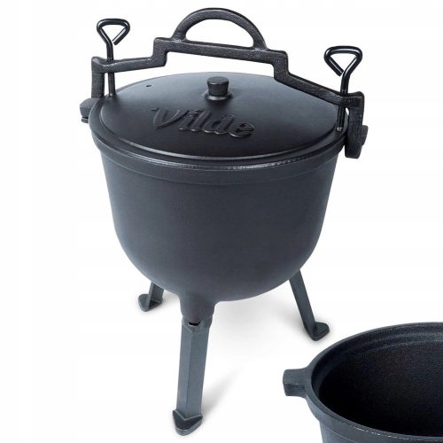  Jagdkessel aus Gusseisen 10L Lagerfeuertopf Grill für Braten SOLID