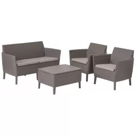  Keter Gartenmöbel-Set aus braunem Kunststoff, 4-teilig.