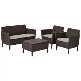  Keter beiges Gartenmöbel-Set aus Kunststoff, 4-teilig.
