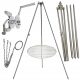  Gartengrill Dreibein 200cm Edelstahl + Rost 60cm + Haspel + INOX Seil