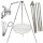  Gartengrill Dreibein 200cm Edelstahl + Rost 90cm + Haspel + INOX Seil