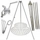 Gartengrill Dreibein 200cm Edelstahl 2 Roste 50 und 70cm Haspel Seil