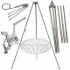  Gartengrill Dreibein 225cm Edelstahl + Rost 70cm Haspel Seil SET