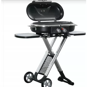  KLAPPBARER GASGRILL MIT 2 BRENNERN SEITENGITTER TISCHPLATTE