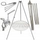  Gartengrill Dreibein 225cm Edelstahl + Rost 80cm + Haspel + INOX Seil