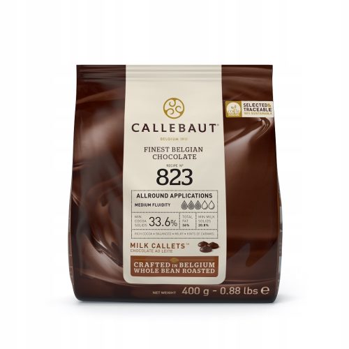 Callebaut Belgische Milchschokolade 823, 400g – Ideale Schokolade für Konfiserie