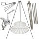  Gartengrill Dreibein 225cm Edelstahl 2 Roste 50 und 70cm Haspel Seil