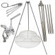  Gartengrill Dreibein 225cm Edelstahl 2 Roste 50 und 80cm Haspel Seil