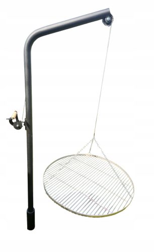  Gartengrill auf einer Stange, Edelstahlrost, Durchmesser 80, lange Stange