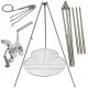  Gartengrill Dreibein 225cm Edelstahl 2 Roste 50 und 90cm Haspel Seil