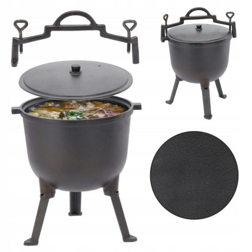  Jagdkessel aus Gusseisen 11L 30,5x22cm Grill Ungarischer Topf für Lagerfeuer