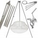  Gartengrill Dreibein 250cm Edelstahl 2 Roste 50 und 80cm Haspel Seil