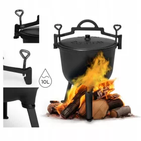    Gusseisenkessel Jagdtopf Ungarischer Braten 10L für Grill Lagerfeuer