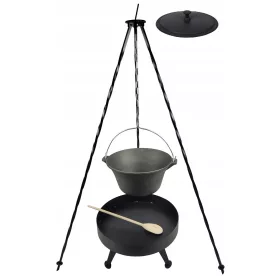    Gusseisenkessel 8 L mit Gusseisendeckel KAMIN 40 cm Dreibein 120