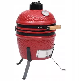    Greatstore Gartengrill und Smoker 2 in 1 Keramik Kamado 56 cm Rot
