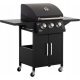  GAS-BBQ-GRILL MIT 3 BRENNERN, JE 3 KW, 4 RÄDERN, SEITENTISCHEN + GRATIS