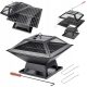  Garten-Feuerstelle für Lagerfeuergrill mit Rostdeckel, 46 cm, Stahl-Set