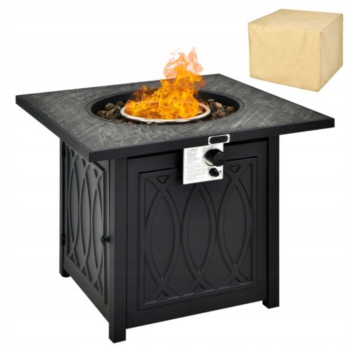  Gasfeuertisch 14,65kW für Terrasse Garten Balkon 81,5 x 81,5 x 63 cm