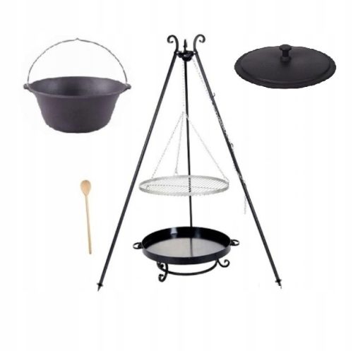  Grillrost 60 geschmiedet Dreibein Gusseisenkessel 8 L Gusseisendeckel