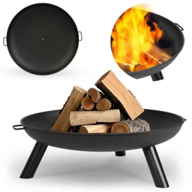    Gartenfeuerstelle, 80 cm, mit Griffen, großer massiver Stahlfeuerstellengrill