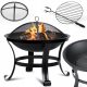 Gartenfeuerstelle, 60 cm, mit Griffen, großer massiver Stahlfeuerstellengrill