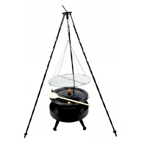    Grill 120 cm, Feuerraum 40, Rost 40 cm, Kessel 10 l, Dreibein 120 cm