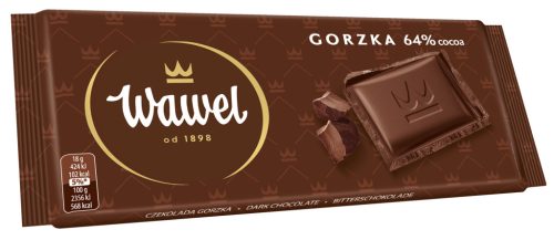 Wawel Dunkle Schokolade 64% - Perfekt für Kaffee, Tee und Desserts, 90g