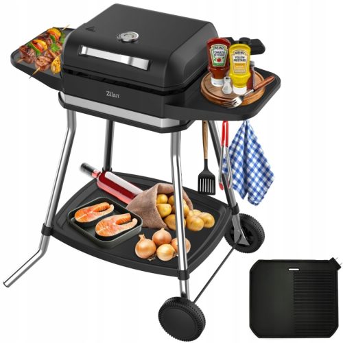  ELEKTRO-GARTENGRILL MEGA 6in1 Standgrill 3050W + Abdeckung + THERMOMETER