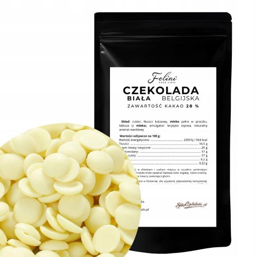 Belgische Weiße Schokolade Felini 28% Kakao, Ideal für Schokoladenfontänen, 1kg