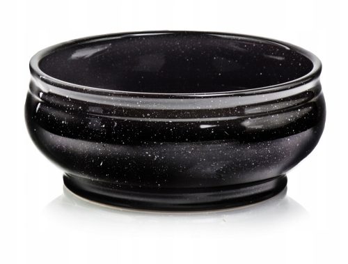 Elegante Keramikschale für Grabgestaltung, 28 cm, Schwarz Marmoroptik