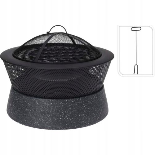  Tragbare Feuerstelle mit Grill, Kunstbeton/Metall
