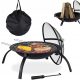  Feuerstelle mit Rostabdeckung 56,5cm Schürhaken, für Garten, Terrasse, Camping