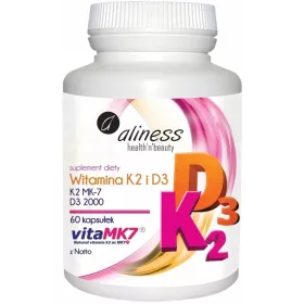   Aliness Vitamin K2 MK-7 Natto + Vitamin D3 2000 IU zur Stärkung von Knochen und Herz