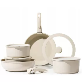   15-teiliges Kochgeschirr-Set mit Antihaftbeschichtung und abnehmbaren Griffen