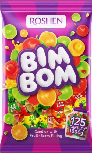 ROSHEN Bim Bom Fruchtgefüllte Karamellbonbons, 1kg – Vier Geschmacksrichtungen