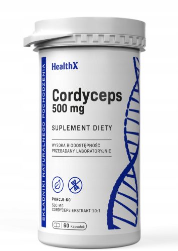 HealthX Cordyceps Extrakt 10:1, 60 Kapseln - Unterstützt Energie und Ausdauer