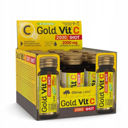 OLIMP Gold-Vit C 2000 Shot - Hochwertiges Vitamin C Shot in Glasampullen