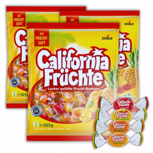 California Früchte - Exotische Fruchtbonbons aus Deutschland, 3 Packungen, 1.275g