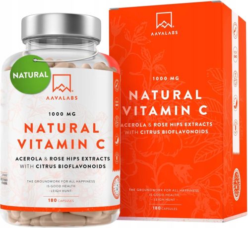 Natürliches Vitamin C 1000 mg aus Acerola und Wildrosenextrakt - Vegan, 180 Kapseln