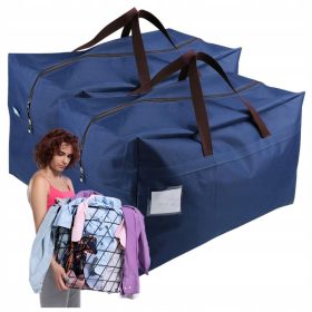   Große Reisetaschen für Urlaub und Umzug, 2 Stück, wasserdicht und zusammenfaltbar, blau