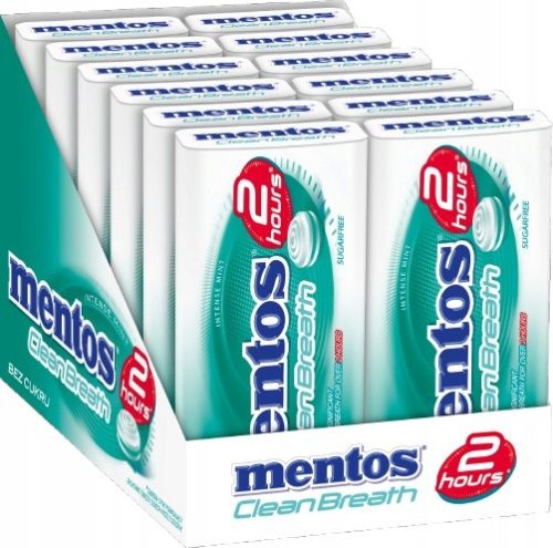 Mentos Clean Breath Intense Mint Pastillen, Zuckerfrei, 12x35g
