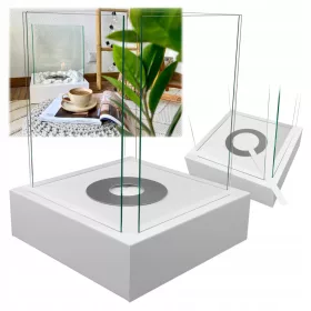  Sunset Garden Bio-Kamin Weiß Matt – Freistehender Bioethanol-Kamin mit Edelstahlbrenner & gehärtetem Glas, 1L, Terrasse & Wohnzimmer