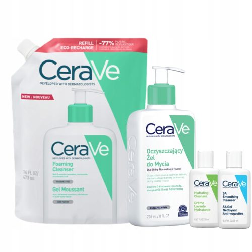 CeraVe Reinigungsset für normale bis ölige Haut: Gesichts- und Körpergel, plus Geschenke