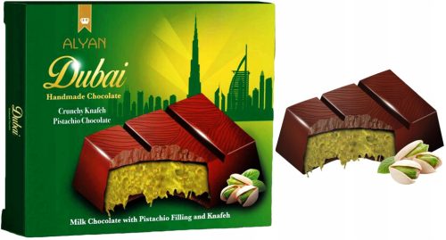 Alyan Dubai Chocolate – Exotische Schokolade mit Pistazienkrem und Kadayif, 100g