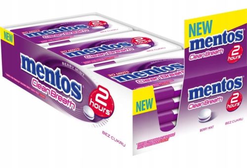 Mentos Clean Breath Berry Mint - Zuckerfreie Erfrischungspastillen