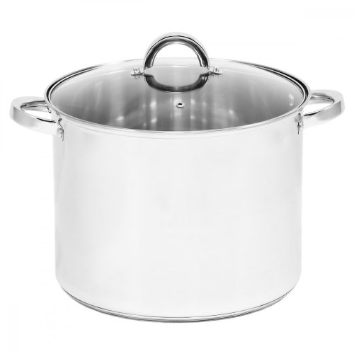 Hochwertiger Edelstahltopf 28 cm mit Glasdeckel für Gas und Induktion, 13 Liter
