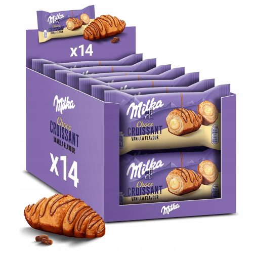 14er Pack Milka Vanille Croissants 50g mit Schokoladenüberzug