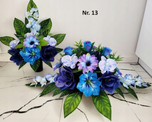 Grabgesteck mit Vase inklusive Blumenstrauß - Künstliche Blumen