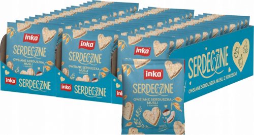 Inka Herzförmige Hafer-Müsli-Kekse mit Kokos, 50g - 45er Pack