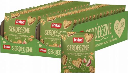 30x Inka Herzförmige Müsli Haferkekse mit Apfel, 50g